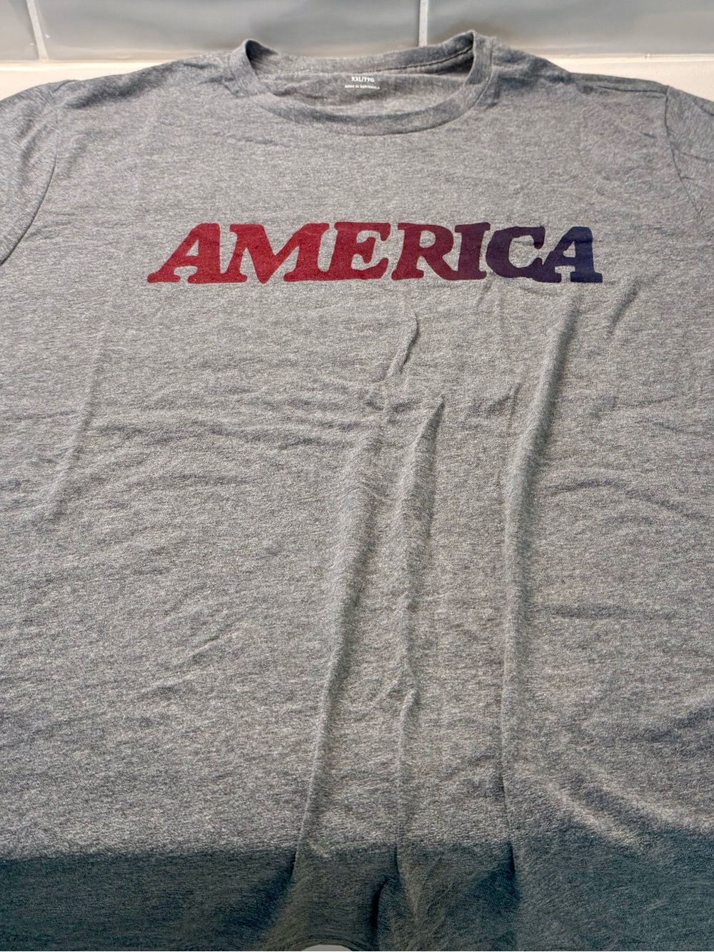 Old Navy Gray T-Shirt with Red-to-Blue AMERICA Graphic